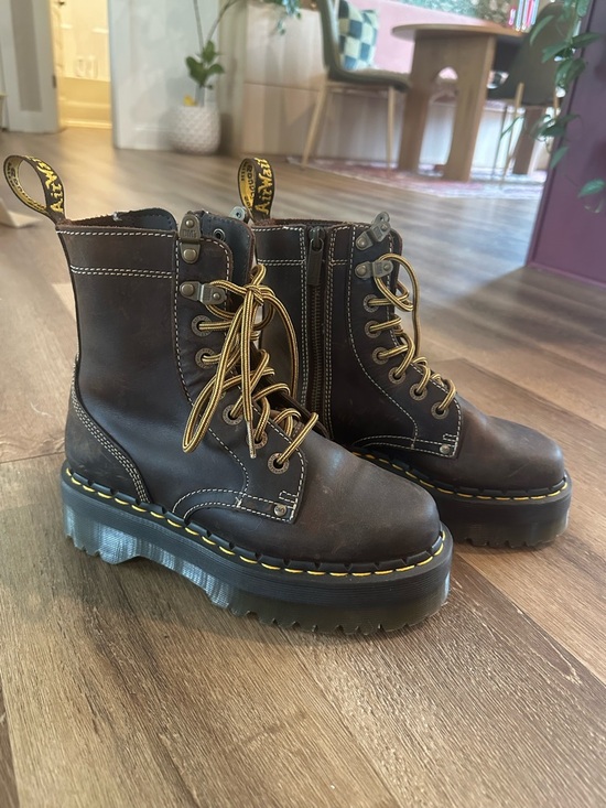 Dr. Martens Shoes - Dr. Martens Jadon Arc Leather Platform Lace-Up Combat Boots